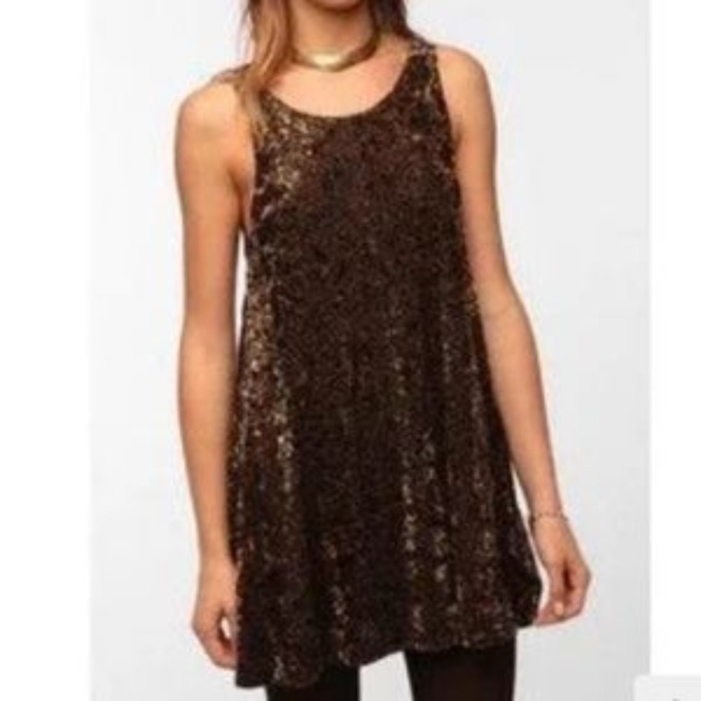 MINKPINK Sleeveless Leopard Print Velvet Dress